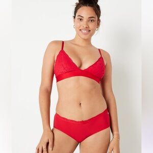 PINK Victoria’s Secret No Show Boyshort Panty lace Waistband in Red Pepper NWT!